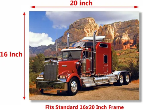 Miniatura 2 de Póster decorativo de pared de transporte de camiones de Kenworth granate (16 x 20 pulgadas)