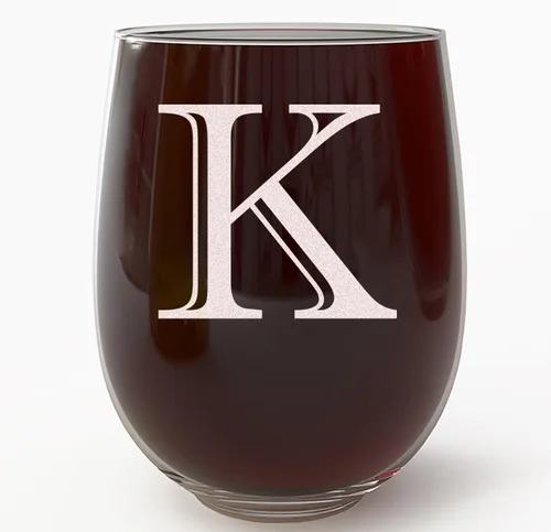 Miniatura 13 de Copa de vino grabada con monograma de 17 onzas sin tallo (letra A) A-Z, regalos personalizados para mujeres, copas de vino personalizadas, regalo