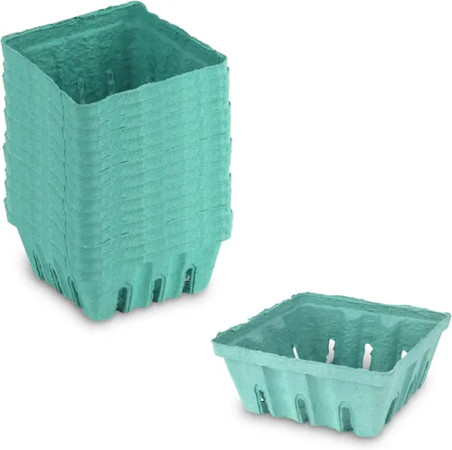 Miniatura 11 de MT Products Green Berry Basket 1 pinta – Cesta de pulpa moldeada de fibra ventilada para productos (paquete de 15) – Fabricado en los Estados Unidos