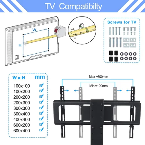 Miniatura 5 de IANIYA Soporte de TV con soporte ajustable en altura Soporte de entretenimiento para 32 a 65 pulgadas LCD de plasma LED o TV de pantalla curvada