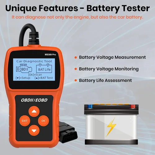 Miniatura 3 de Acum Escáner OBD2 - Lector de código de motor con reinicio, probador de batería, códigos de error de falla claros, herramienta de diagnóstico