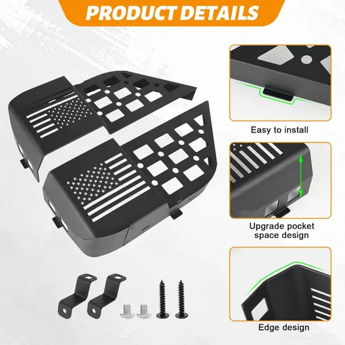 Miniatura 6 de MAIKER Caja de Almacenamiento de Metal para Puerta Trasera Compatible con Jeep Wrangler JL JLU 4XE 2018-2025 y Gladiator JT 2020-2025, Caja