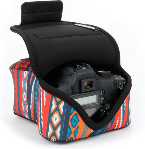 USA GEAR - DSLR estuche/funda para cámara con almacenamiento de accesorios con cierre, flexible y pasador para cinturón de neopreno, compatible con