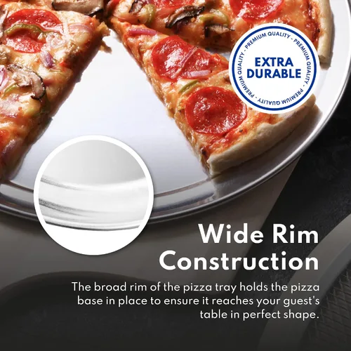 Miniatura 5 de New Star Foodservice 50868 Bandeja/Sartén para pizza, con borde ancho, de aluminio, 20.3 cm, paquete de 6