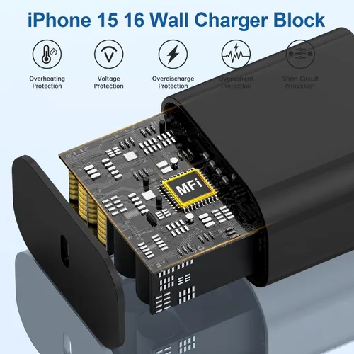 Miniatura 3 de Cargador de iPhone de carga rápida, enchufe de bloque de cargador de pared tipo C y cable USB C a Lightning de 10 pies de largo, caja de ladrillos