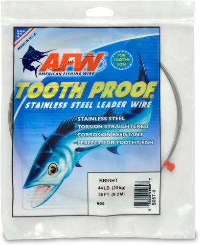 Miniatura 22 de AFW Alambre Líder Duro de Una Hebra de Acero Inoxidable a Prueba de Dientes - Brillante y Camuflaje para Tiburón, Barracuda, Caballa Real, Wahoo