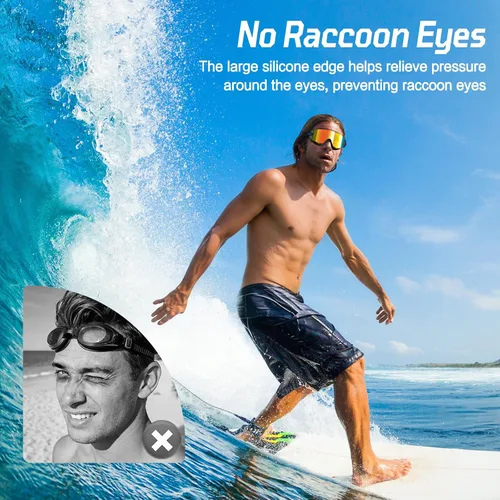 Miniatura 7 de Paquete de 2 gafas de natación para adultos, sin marco, antivaho con protección UV, gafas de natación con visión clara para hombres y mujeres Lente