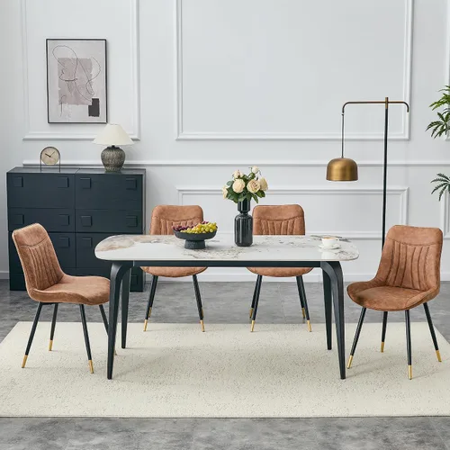 Miniatura 24 de Modern Dining Table Set for 4,50" Sintered Stone Table Set for 4,Marble Dining Table Set of 4 with Upholstered Chair,5 Piece Rectangular Dining Room