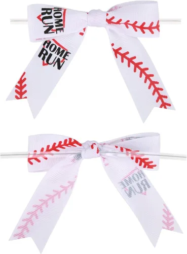 Miniatura 3 de Meseey 30 lazos de cinta impresos de béisbol de 3 pulgadas, lazos pequeños para envolver regalos, baby shower, boda, recuerdos de fiesta, paletas