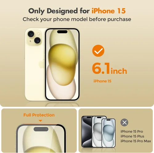 Miniatura 2 de UNBREAKcable Protector de pantalla de privacidad para iPhone 15, cobertura completa, vidrio templado inastillable [borde a borde]