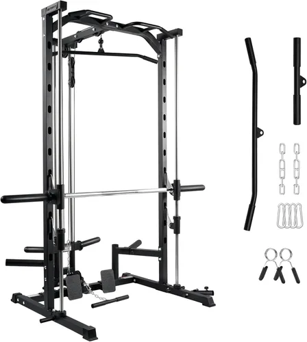 Miniatura 11 de RitFit Smith - Estante de potencia para máquina con sistema LAT-Pull Down, minas terrestres, barra de barra, clavijas de almacenamiento de placas
