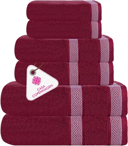 Miniatura 40 de CASA COPENHAGEN Solitaire Juego de 6 toallas - Negro, 600 GSM 2 toallas de baño 2 toallas de mano 2 toallitas, diseñadas en Dinamarca, hechas