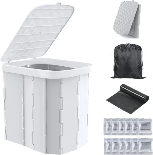 Hapoon Inodoro Plegable Portátil XL para Acampar con Tapa - Orinal Portátil de Viaje para Adultos, Gris