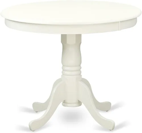 Miniatura 3 de East West Furniture ANBR3-LWH-02 Juego de mesa de comedor de 3 piezas contiene una mesa de comedor redonda con pedestal y 2 sillas tapizadas de tela