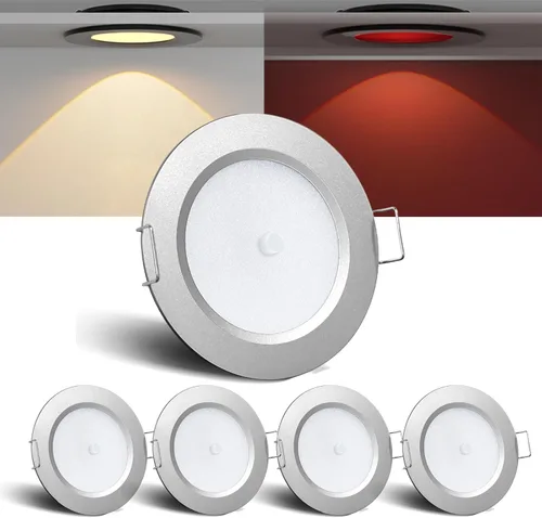 Miniatura 11 de Luces LED de 3 pulgadas de 12 V con interruptor integrado interior bicolor rojo de 12 voltios, luz de disco LED de aluminio completo regulable