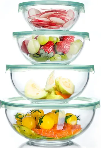 Miniatura 13 de Luvan Juego de 4 cuencos de vidrio transparente de borosilicato con tapas