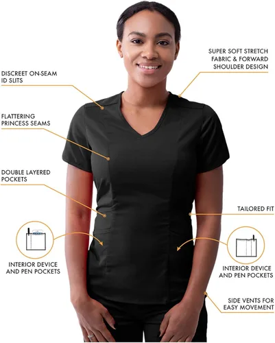 Miniatura 3 de Adar Pro - Conjunto moderno de ropa quirúrgica atlética para mujer Camiseta quirúrgica moderna con cuello en V y pantalones quirúrgicos de yoga
