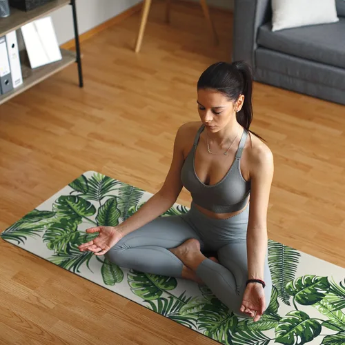 Miniatura 6 de Tapete de yoga de viaje, antideslizante, plegable, con bolsa de transporte para yoga, ejercicio, pilates, 0.059 in de grosor, ligero, esterilla