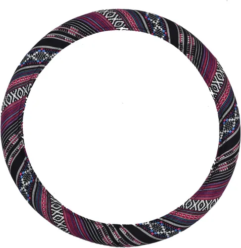 Miniatura 8 de CAR PASS Funda para Volante Estilo Bohemio, Funda Universal para Volante de Tela de Lino Étnica, Diseño Antideslizante, Se Adapta a Volantes