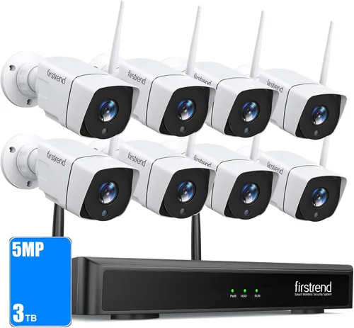 Firstrend Sistema de cámara de seguridad inalámbrica, kit NVR CCTV de 8 canales con detección humana AI, video H.265, cámaras de visión nocturna
