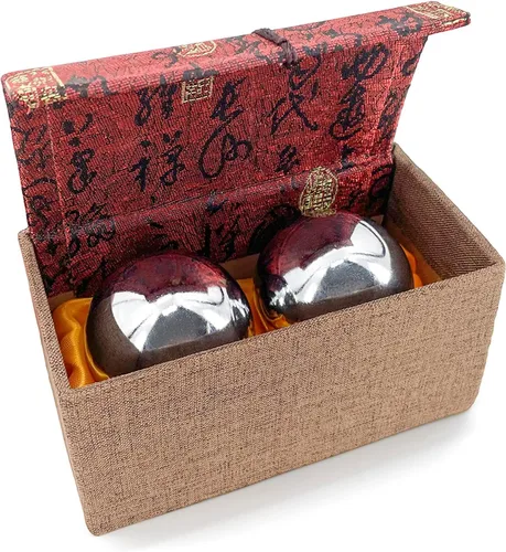 Miniatura 2 de Baoding Balls - Bolas chinas de ejercicio de 1.4/1.5/2.2 pulgadas, timbre o sin campanilla, bolas zen de acero inoxidable, piedra para terapia