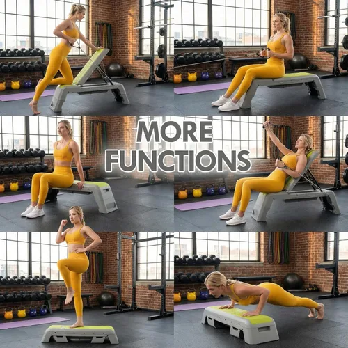 Miniatura 3 de leikefitness Plataforma aeróbica multifuncional con plataforma de entrenamiento de cable, banco de mancuernas ajustable, banco de pesas