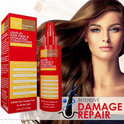 Miniatura 4 de Arvazallia Mascarilla capilar sin enjuague y acondicionador hidratante en aerosol para cabello seco o dañado, acondicionador e hidratante de grado