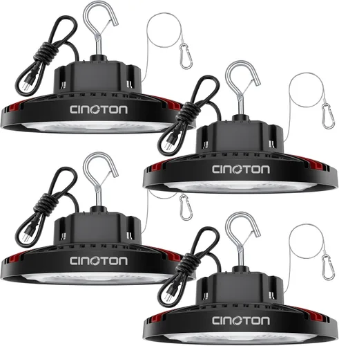 Miniatura 10 de CINOTON Luz LED UFO de Bahía Alta de 100W, Luces LED de Aluminio para Tienda con 15000LM, Iluminación de Bahía Comercial de 5000K para Almacén