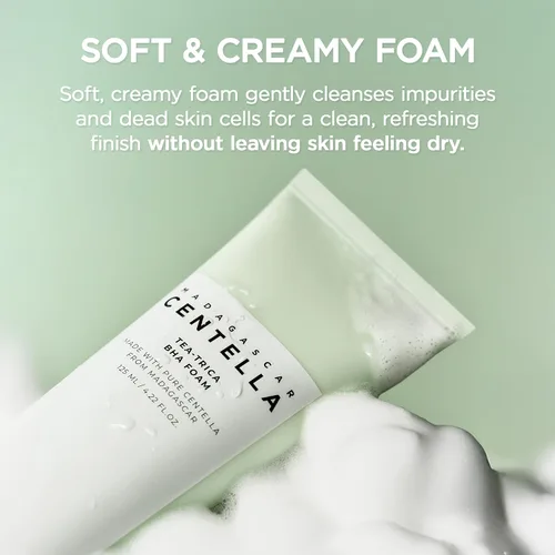 Miniatura 6 de SKIN1004 Tea-Trica BHA Foam 4.22 fl.oz, 125ml, removedor de maquillaje, limpiador facial coreano con Centella Asiática y árbol de té, limpiador