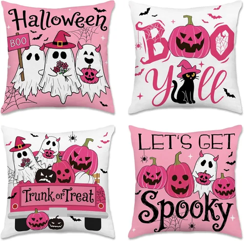 Miniatura 11 de pinata Juego de 4 fundas de almohada de otoño de 18 x 18 pulgadas, almohadas decorativas de otoño para sofá, hogar y exterior, decoración de otoño