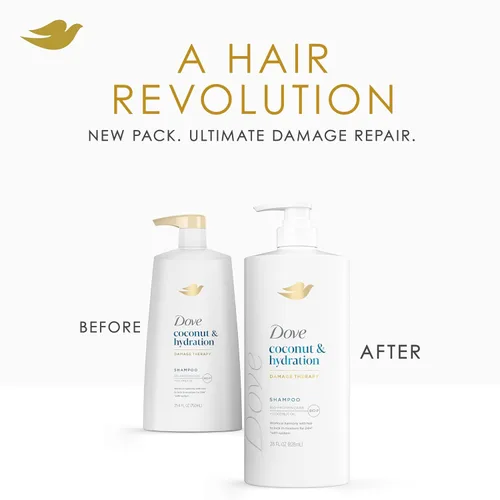 Miniatura 5 de Dove Champú de coco e hidratación para cabello seco con tecnología de cuidado de bio-proteínas y aceite de coco, 28 onzas líquidas
