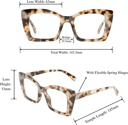 Miniatura 3 de Gafas de Lectura Grandes para Mujeres – Lentes de Lectura con Bloqueo de Luz Azul, Estilo Oprah, Marco Cuadrado, Lente Transparente, Bisagra