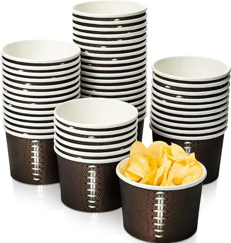 Miniatura 8 de Cuenco de papel para aperitivos de fútbol, cuencos de fútbol para el día del juego, suministros para fiestas, cuenco de fútbol de 9 onzas, cuenco
