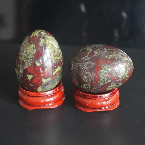 Miniatura 4 de Huevo de cristal de cuarzo rosa con piedras preciosas mixtas de 1.575x1.181 in con soporte de madera para decoración del hogar