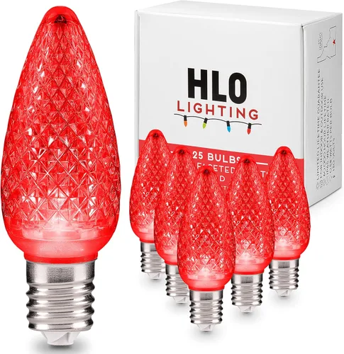 Miniatura 16 de HLO Lighting Juego de 25 bombillas LED de Navidad C9 de color blanco cálido para uso en interiores y exteriores Bombilla de repuesto duradera
