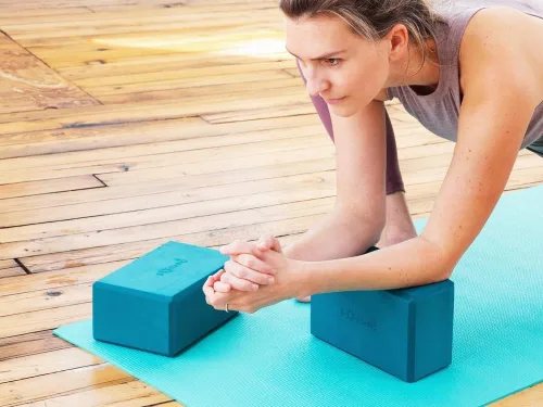 Miniatura 6 de Sol Living Bloques de yoga, paquete de 2 cojines de yoga de espuma EVA de alta densidad, para estirar, pilates, meditación, equipo de ejercicio