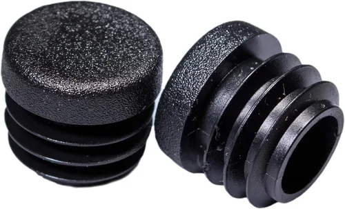Miniatura 17 de Prescott Plastics 2” (50.8mm) de diámetro exterior, tapas de agujero de plástico acanaladas redondas, tapas de extremo de tubo metálico negro