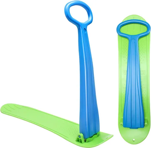 Trineo de nieve para niños, deportes al aire libre de invierno, tabla de snowboard plegable con manillar, patinete de nieve de plástico liviano y