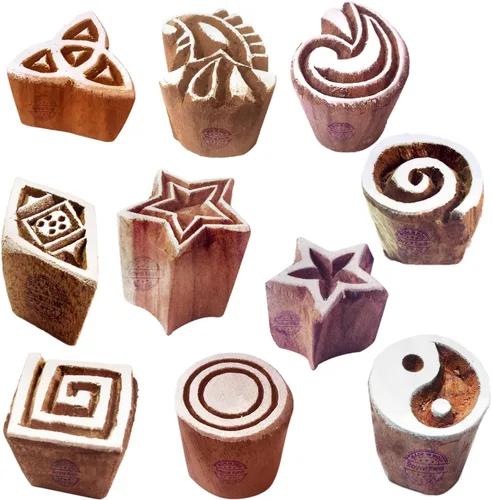 Miniatura 9 de Sellos de impresión de arcilla Arty Crafty pequeños bloques de madera con forma floral (juego de 10) Htag2101