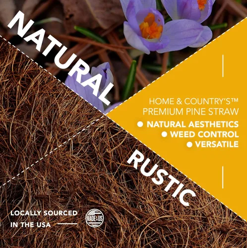Miniatura 4 de Home and Country USA Mantillo de paja de pino prémium de 8 libras para paisajismo, material orgánico hecho de auténticas agujas de pino, ideal