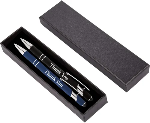Miniatura 8 de Express Pencils Thank You - Juego de 2 bolígrafos de metal suave al tacto con caja de regalo, 2 en 1 combo de bolígrafos para eventos, apreciación