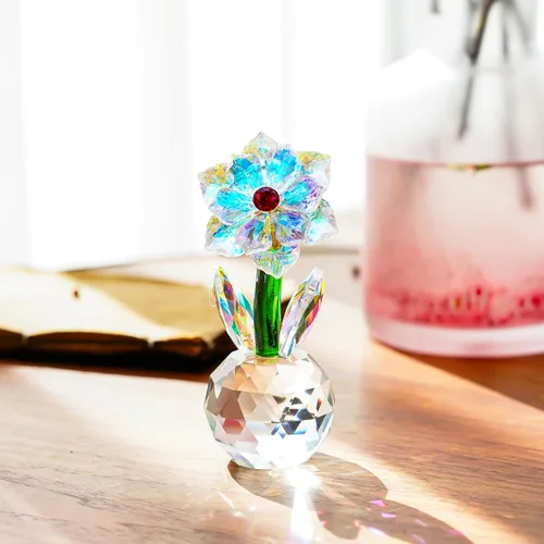 Miniatura 13 de Figuras de ramo de rosas coloridas de cristal, color rojo, rosa, morado, flores, regalo para mujeres, bodas, fiestas, figuras coleccionables