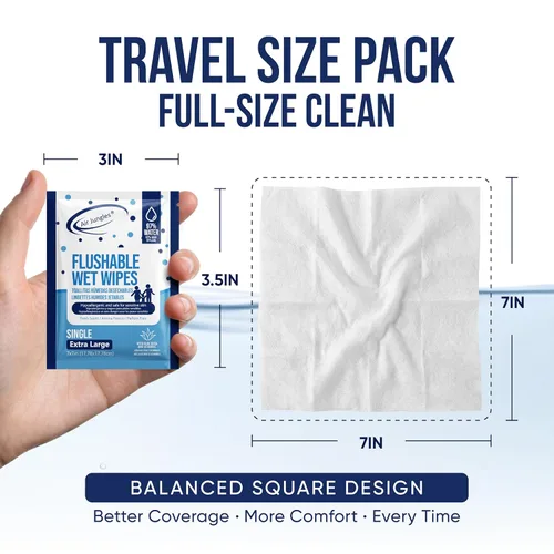 Miniatura 4 de Air Jungles Toallitas desechables de tamaño de viaje envueltas individualmente, 50 unidades, toallitas para glúteos con aloe vera y vitamina E