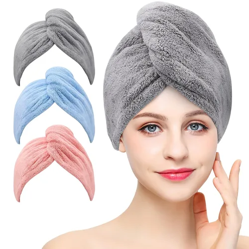 Miniatura 15 de Paquete de 2 toallas de microfibra para el cabello - 41 x 24 pulgadas, súper suaves, absorbentes, de secado rápido sin encrespamiento, envoltorio