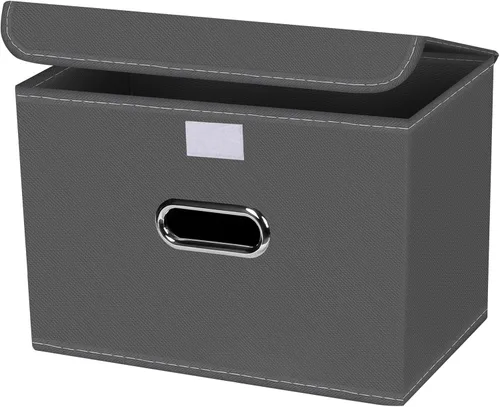 Miniatura 25 de Paquete de 1 Contenedores de Almacenamiento Plegables Grandes con Tapas, Cubos Organizadores de Almacenamiento de Tela para Estantes, Armario