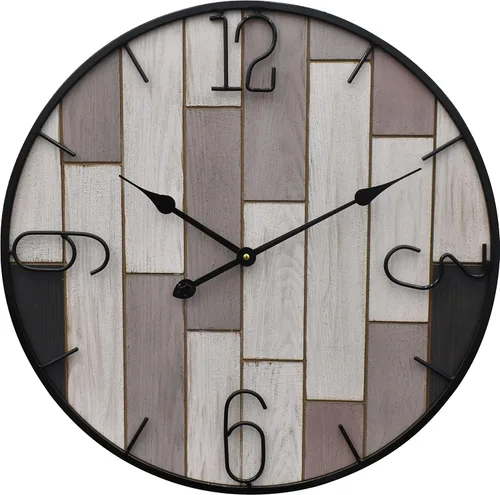 Miniatura 9 de Reloj de pared rústico de madera romana de 30 pulgadas, manecillas plateadas (letras de madera blanca, 30 pulgadas)