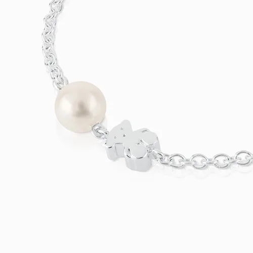 Miniatura 3 de Pulsera TOUS Sweet Dolls de plata 925 con eslabones y cadena de perlas cultivadas en agua dulce china blanca 0295 0315 in