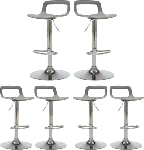 Miniatura 18 de Juego de 2 taburetes de bar, taburetes de bar giratorios de plástico ajustables, taburetes modernos con respaldo abierto y reposapiés, taburetes