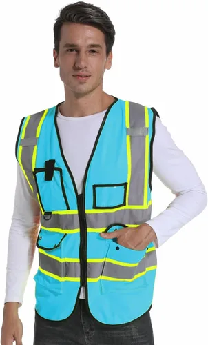 Miniatura 6 de Custom Logo Safety Vest High Visibility Reflective Vest Class 2 Standard with Pockets and Zipper