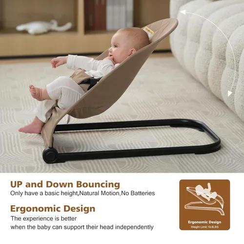 Miniatura 4 de Bouncer para bebé, asiento de gorila portátil para bebés con arnés de seguridad de 3 puntos, asiento ergonómico hinchable, gorila para bebés de 0 a